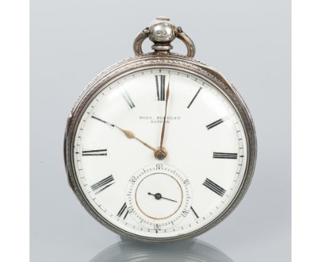 GENTLEMAN'S STERLING SILVER OPEN FACE FUSEE POCKET WATCH
by John Forrest, 1896, signed key wind chain driven fusee movement n