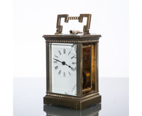 TWENTIETH CENTURY FRENCH BRASS CARRIAGE CLOCK
unsigned single train movement with lever platform escapement, the enamel dial 