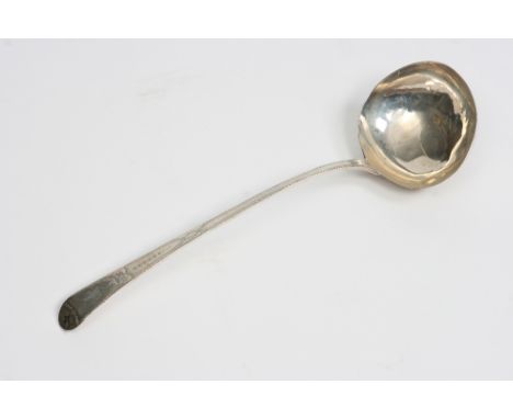 A George III silver Old English pattern soup ladle, having bright cut decoration, London 1786 - see illustration