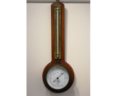 An early 20th Century mahogany and brass barometer/thermometer, by Negretti & Zambra, issued by the Royal National Lifeboat I