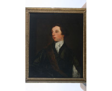 19th Century school, portrait study possibly Bonnie Prince Charlie, unsigned oil on canvas, 76cm x 62cm - see illustration
