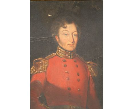 19th Century school, portrait study of an army officer, unsigned oil on panel, 19.5cm x 14.5cm - see illustration