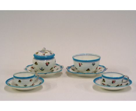 A Minton floral decorated part tea set, comprising six tea cups and saucers; two serving plates; a sucrier and slops bowl