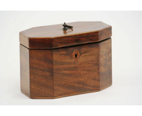 A 19th Century mahogany tea caddy, of octagonal form, 17cm wide