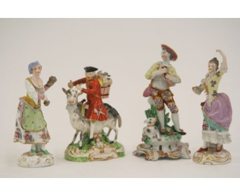 A late 18th/early 19th Century English porcelain figure group, depicting the Taylor of Gloucester; a Bow figure group depicti