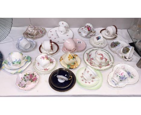 A quantity of cups and saucers including trios