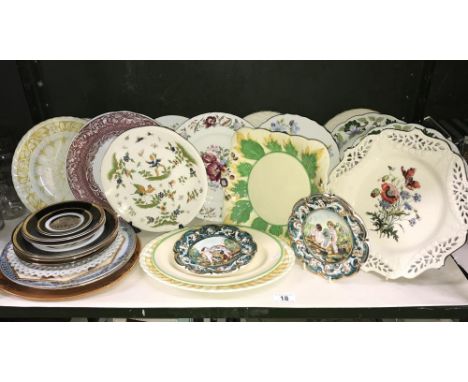 A quantity of vintage collectables wall plates including Clarice Cliff and Capo-di-monte etc.