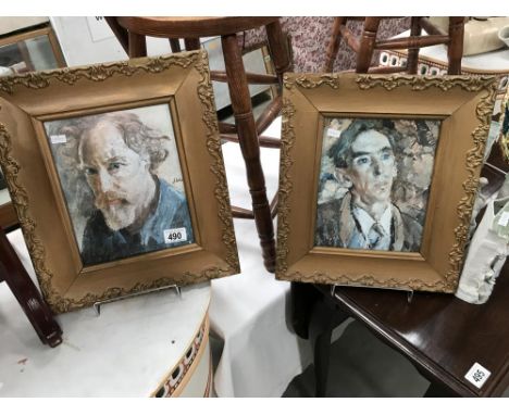 2 gilt framed portrait prints