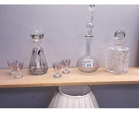 An Art Deco decanter drinks set and 2 others