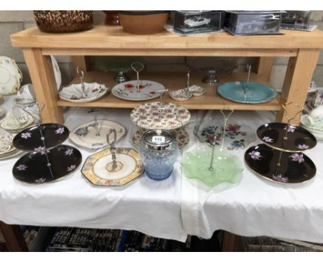 A quantity of Midwinter, Palissey etc cake stands