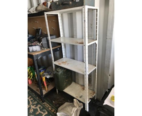 A 4 shelf metal storage rack