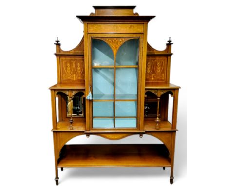 An Edwardian Sheraton Revival mahogany and satinwood inlaid display cabinet attributed to&nbsp;Robson &amp; Sons, Newcastle, 