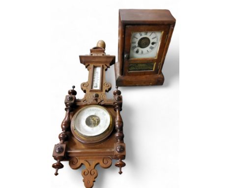 An American mantel clock,&nbsp; by Seth Thomas, Roman numerals, twin winding holes, 23.5cm high, c.1890;&nbsp; &nbsp; alate 1