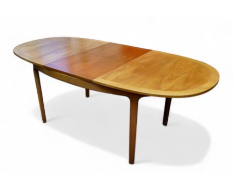 A Mid 20th century teak extending dining table, attributed to Nathan Furniture,&nbsp; 1970, dimensions when open: 76cm x 206c