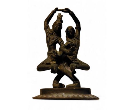 Indian School, 19th century, a bronze, Ananda Tandava, Dance of Bliss with Shiva and Parvati, 17cm high