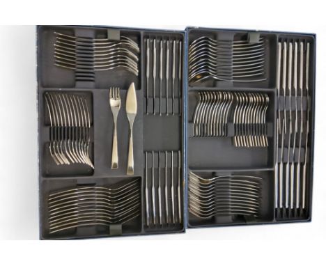 A Villeroy and Boch contemporary plated canteen, for twelve, boxed (two fish forks missing)