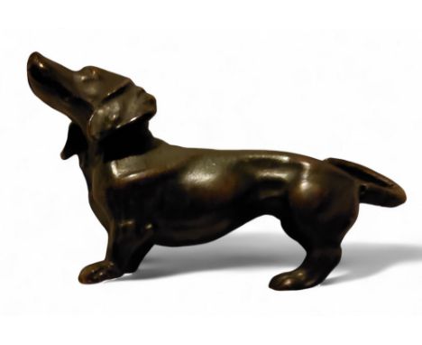 Austrian School, a bronze, of a dachshund, 7.5cm long