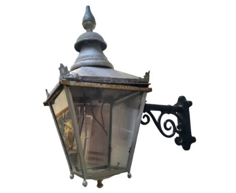 Lighting - a Victorian type street lantern with cast metal wall mounting bracket