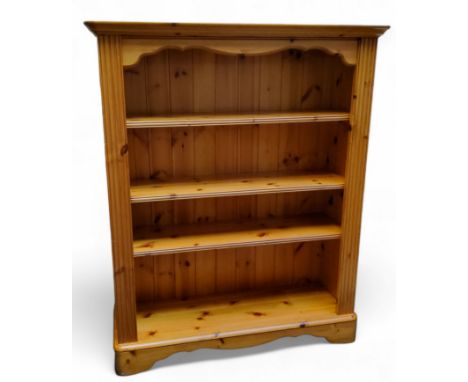 A modern pine open bookcase by Ducal Furniture, 120cm x 100cm x 31.5cm