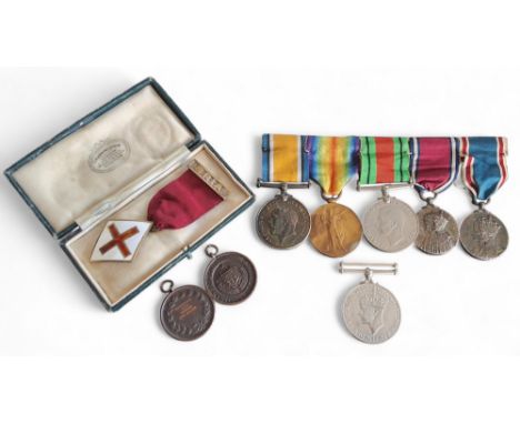 Medals of William Horace Miall, T.Z. 12046 ORD Royal Navy Volunteer Reserve George V medal, WWI Victory medal, George VI Defe