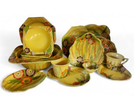 Carlton Ware Australian Design Anemone dessert set;&nbsp; others, tennis cups and saucers;&nbsp; &nbsp;dishes;&nbsp; etc