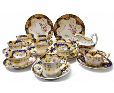 A set of four mid 19th century coffee cups and saucers, three similar coffee cups and saucers, pattern 6277, c.1860;&nbsp; &n