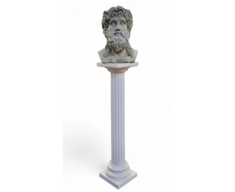 A contemporary Doric column plinth / jardiniere stand, painted white, 97cm high