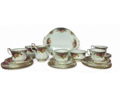 A Royal Albert Old Country Roses tea tea service, comprising five cups, six saucers and side plates, bread adn butter plate, 