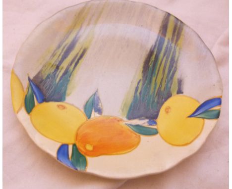 CLARICE CLIFF PLATE. Bizarre Delecia Citrus Clarice Cliffe pattern plate, dia : 20 cm CONDITION REPORT: The item is in good c