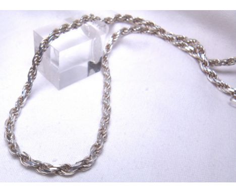 SILVER NECKLACE. Silver rope necklace, 24g L: 50 cm  CONDITION REPORT: The item is stamped 925 to the clasp
