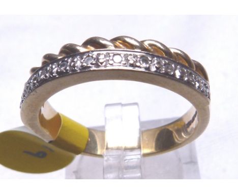 DIAMOND HALF ETERNITY. 9 ct gold fancy diamond half eternity ring, size S