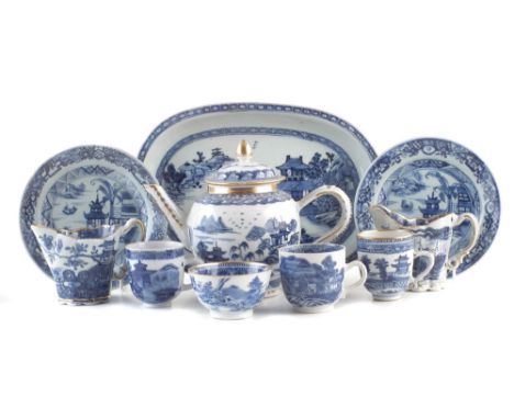 Chinese export porcelain , to include a globular teapot, Qianlong-Jiaqing period, diameter 11cm; also two milk jugs, two plat