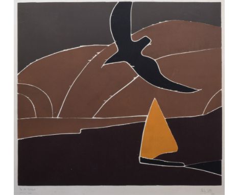 Philip Sutton R.A. (b. 1928), "The Sea, Falmouth", signed, dated 1972 and titled in pencil in the margin, artist proof lithog