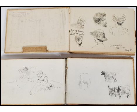 F. M. Minns - A stunning pair of sketch books dating from the late 19th Century, the sketch books containing preliminary sket