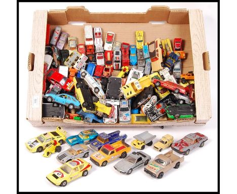 A collection of approx 60+ scale diecast vehicles by Corgi , Burago and Matchbox to include; Corgi Batmobile , Corgi Jaguar X