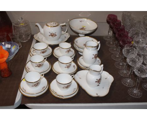 A Royal Copenhagen "Brown Rose" pattern part tea set