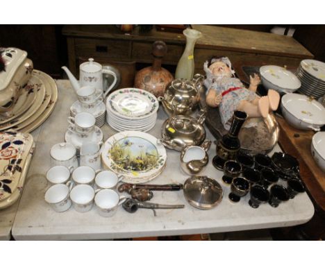 A silver plated twin handled gallery tray; a quantity of WMF tea and coffee ware; Noritake coffee set; Royal Worcester collec