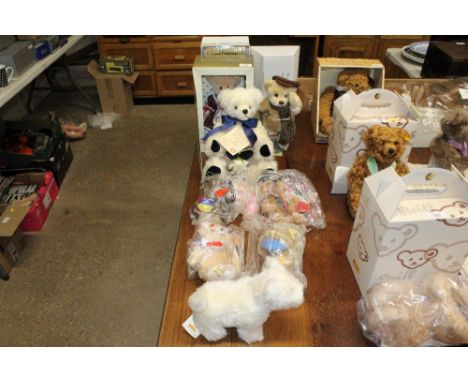 A quantity of Teddy Bears to include Merrythought and Steiff dog 