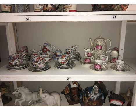 A shelf of part tea sets etc.