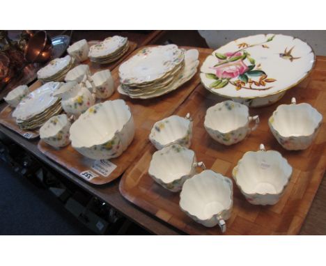 Three trays of The Foley Wileman & Co china, gilt and floral teaware comprising teacups and saucers, plates, milk jug and suc