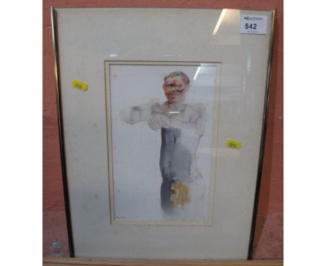 John Cleal, portrait of an African man, watercolours, signed.