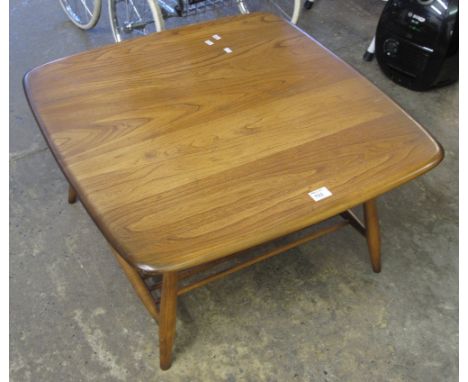 Elm Ercol square two tier occasional or coffee table. 