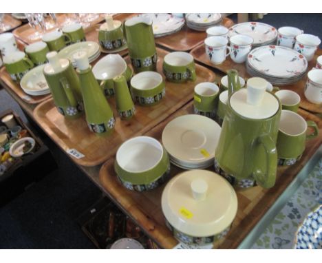 Three trays of Carlton Ware 'Tapestry' coffee and tea set with other items to include cups and saucers, coffee pot, milk jug,