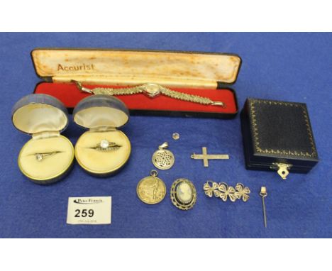 Collection of assorted silver jewellery to include cruciform, Celtic pendants, jasperware brooch, silver Alderney 1936 swimmi