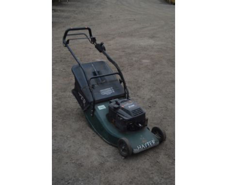 A HAYTER PETROL SELF PROPELLED ROLLER LAWNMOWER battery key start and grassbox
