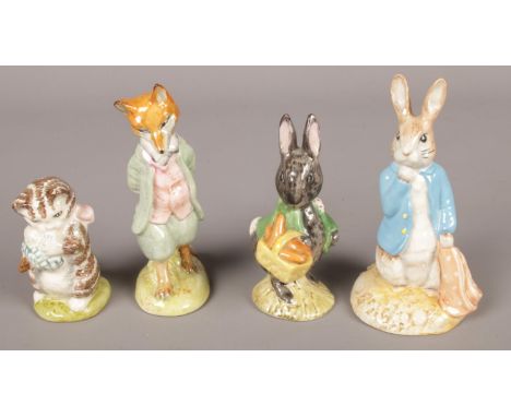 Four Beswick Beatrix Potter ceramic figures. Including Little Black Rabbit, Peter and the Red Pocket Handkerchief, Foxy Whisk