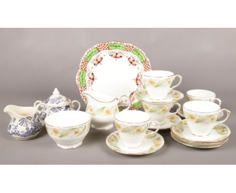 An assortment of miscellaneous ceramic's. Duchess 'greensleeves' part tea set- cups/saucers, milk jug, sugar bowl, Ironstone 