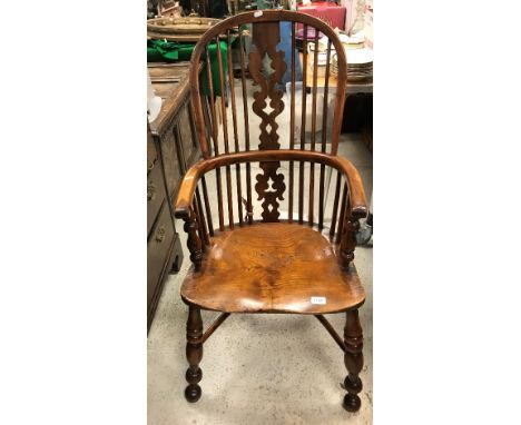 A 19th Century yew wood and elm Nottingham type stick back chair, 110 cm high CONDITION REPORTS Chair basically sound, though