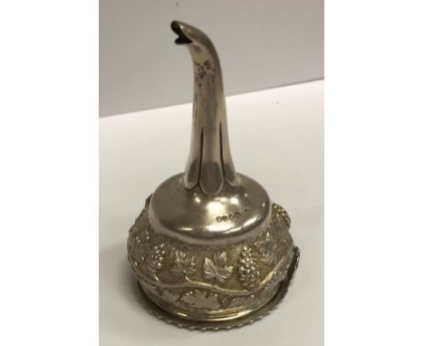 A William IV silver wine funnel, the main body decorated with grape and vine, the rim gadrooned and with shell thumbpiece (by