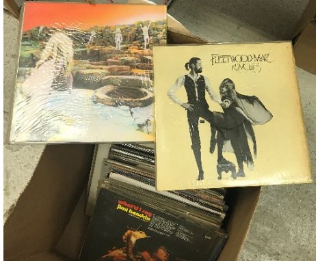 Two boxes of LPs to include Jimi Hendrix "What'd I Say". Fleetwood Mac "Rumours", Led Zeppelin "Houses of the Holy", Bob Dyla